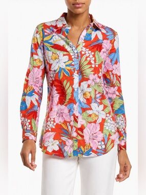 J.McLaughlin Tropical Floral Lightweight Cotton Shirt Size S